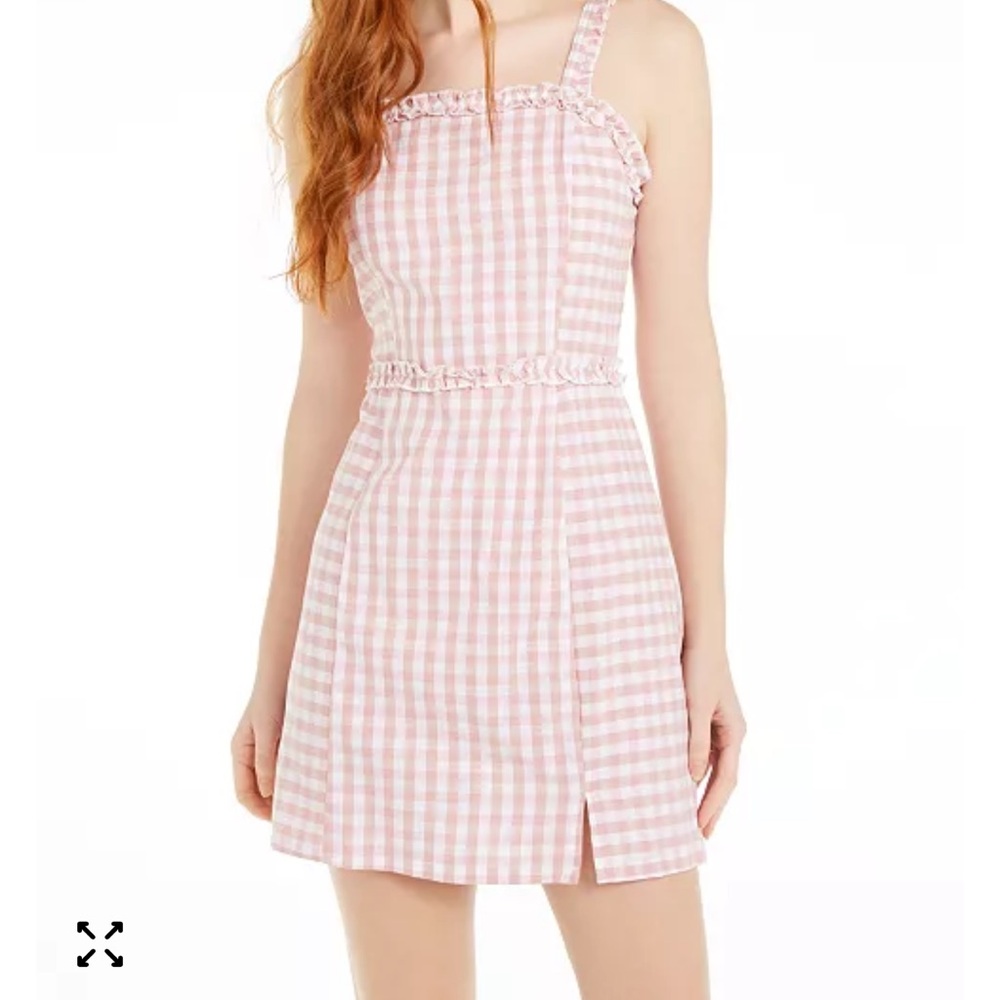 Pink Checkered Ruffle Dress